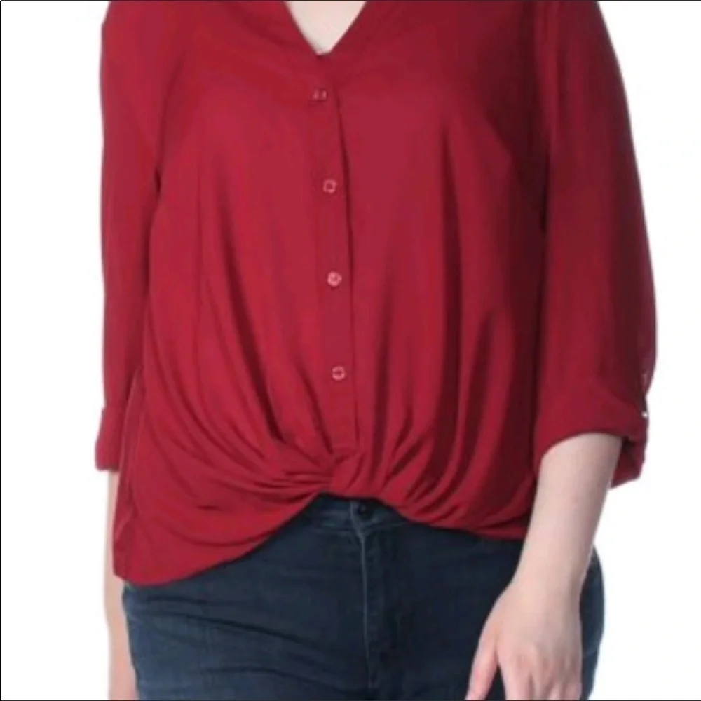 NWT⛱️INC International Concepts - Red Twist Front Blouse - 1X